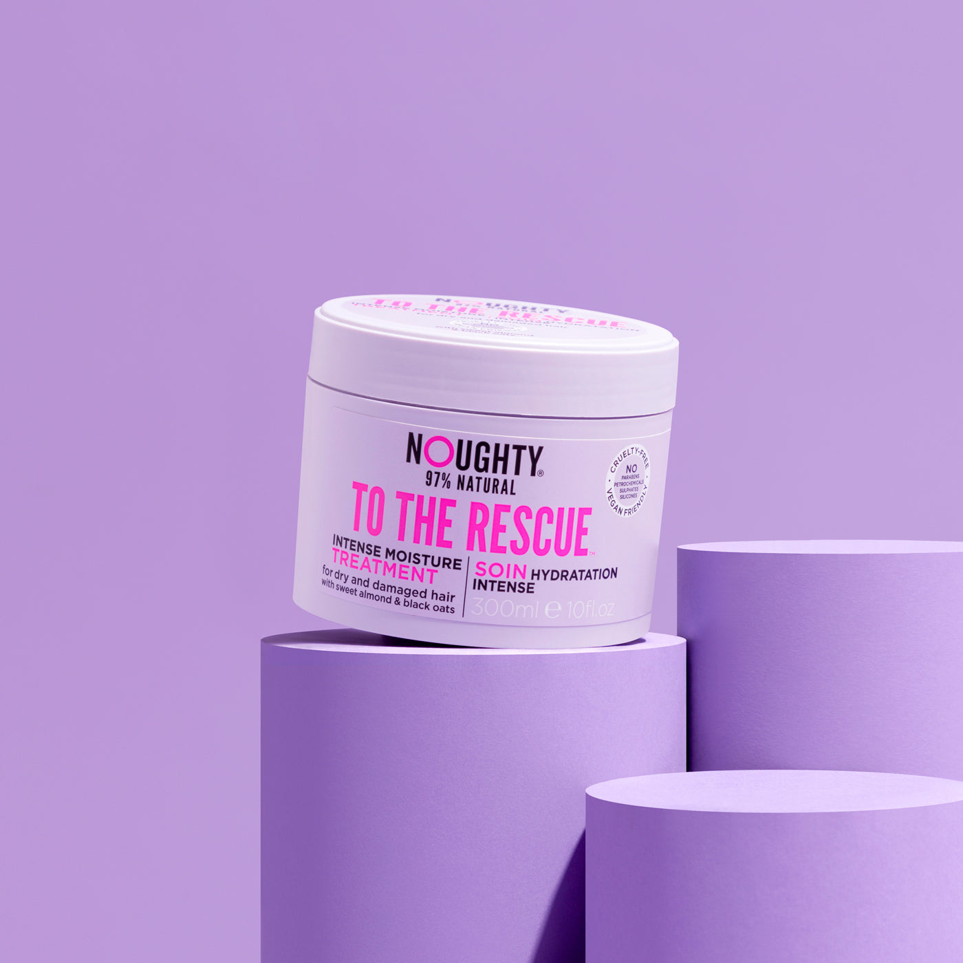 Noughty To The Rescue intense moisture treatment mask for dry damaged hair all hair types. Natural haircare vegan cruelty free natural sulphate free paraben free