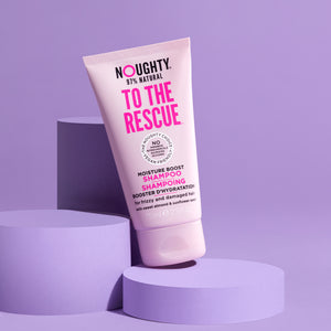 Noughty To The Rescue moisture boost shampoo for dry, damaged hair. Natural haircare vegan cruelty free natural sulphate free paraben free