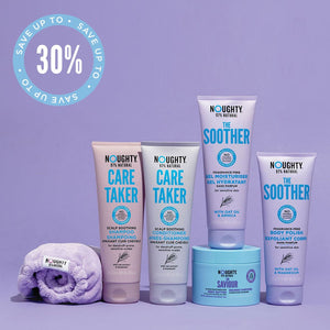 Noughty Sensitive Souls Kit - 97% Natural soothing product bundle for sensitive hair and skin to soothe sensitive and flaky scalps prone to dandruff whilst nourishing sensitive skin. Silicone, sulphate and paraben free. Cruelty free and vegan formulations