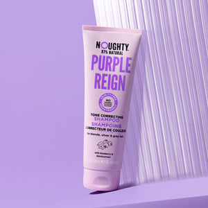 Noughty Purple Reign tone correcting shampoo for blonde, bleached, highlighted, silver or grey hair. Natural haircare vegan cruelty free natural sulphate free paraben free