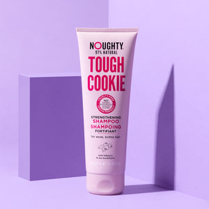 Noughty Tough Cookie strengthening shampoo for weak, brittle and damaged hair. Natural haircare vegan cruelty free natural sulphate free paraben free 
