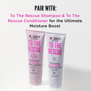 Noughty To The Rescue intense moisture moisturizing hydratingtreatment mask for dry damaged hair all hair types. Natural haircare vegan cruelty free natural sulfate free silicone free paraben free