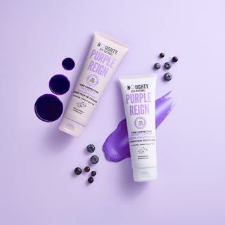 Noughty Purple Reign tone correcting shampoo for blonde, bleached, highlighted, silver or grey hair. Natural haircare vegan cruelty free natural sulphate free paraben free